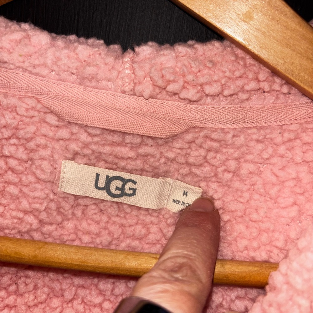 UGG Kadence Sherpa Hoodie Zip Jacket Pink Fleece Size M - Picture 4 of 8
